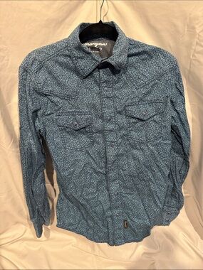 Wrangler Men's Blue Printed Western Shirt